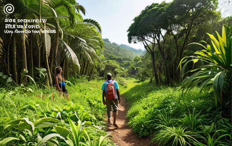 A vibrant, community-led eco-tourism program in a nature reserve, showcasing local residents guiding visitors through lush landscapes. Focus on the interaction between people and nature, highlighting sustainable practices and economic benefits for the community.